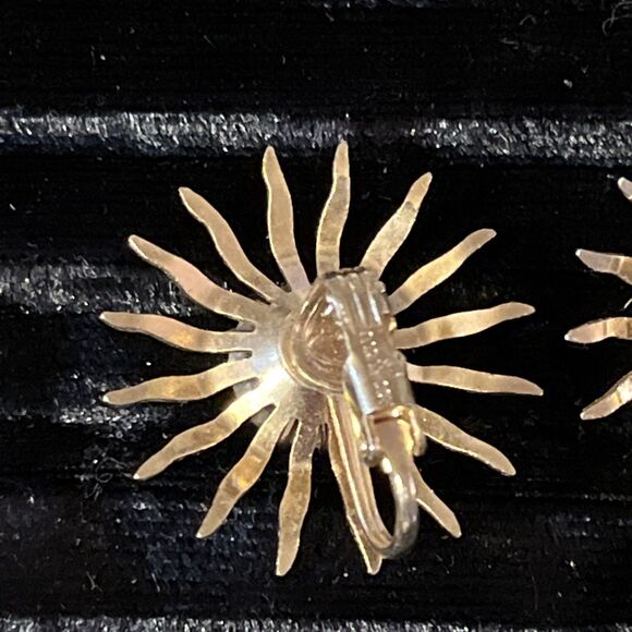 Vintage Sarah Coventry Clip On Earrings Women's Fascination Sunburst Atomic MCM - Picture 5 of 7